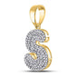 Gold Diamond Letter "S" Bubble Initial Charm Pendant - 10KT Gold