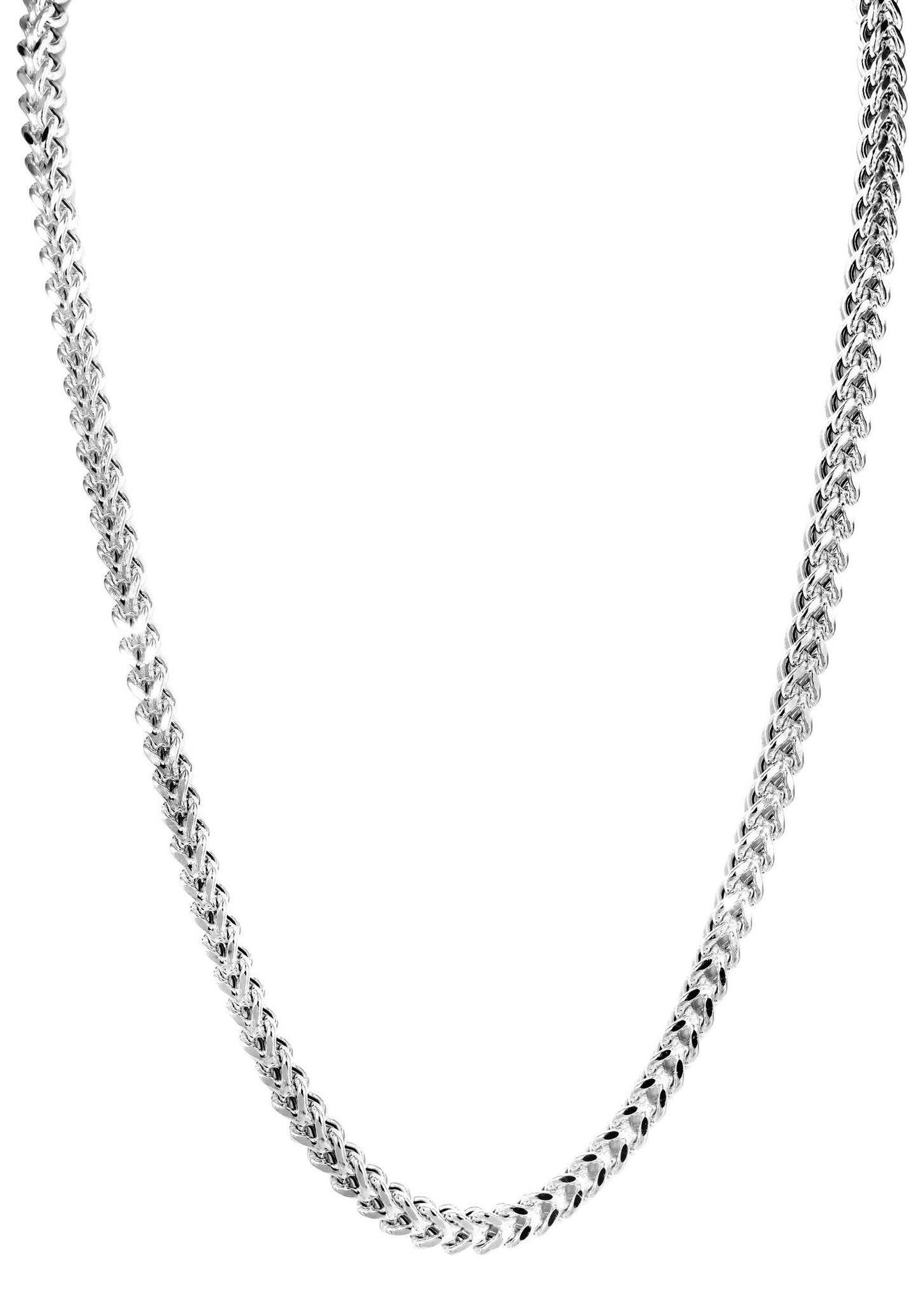 14K White Gold Chain - Hollow White Franco Chain