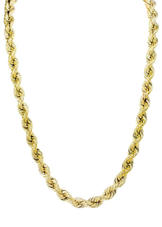 14K Yellow Gold Chain - Hollow Mens Rope Chain