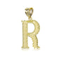 10k Gold Initials Letter Alphabet Diamond Cut Charm Pendant Necklace for Men/Women (Medium)