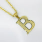 10k Gold Initials Letter Alphabet Diamond Cut Charm Pendant Necklace for Men/Women (Medium)