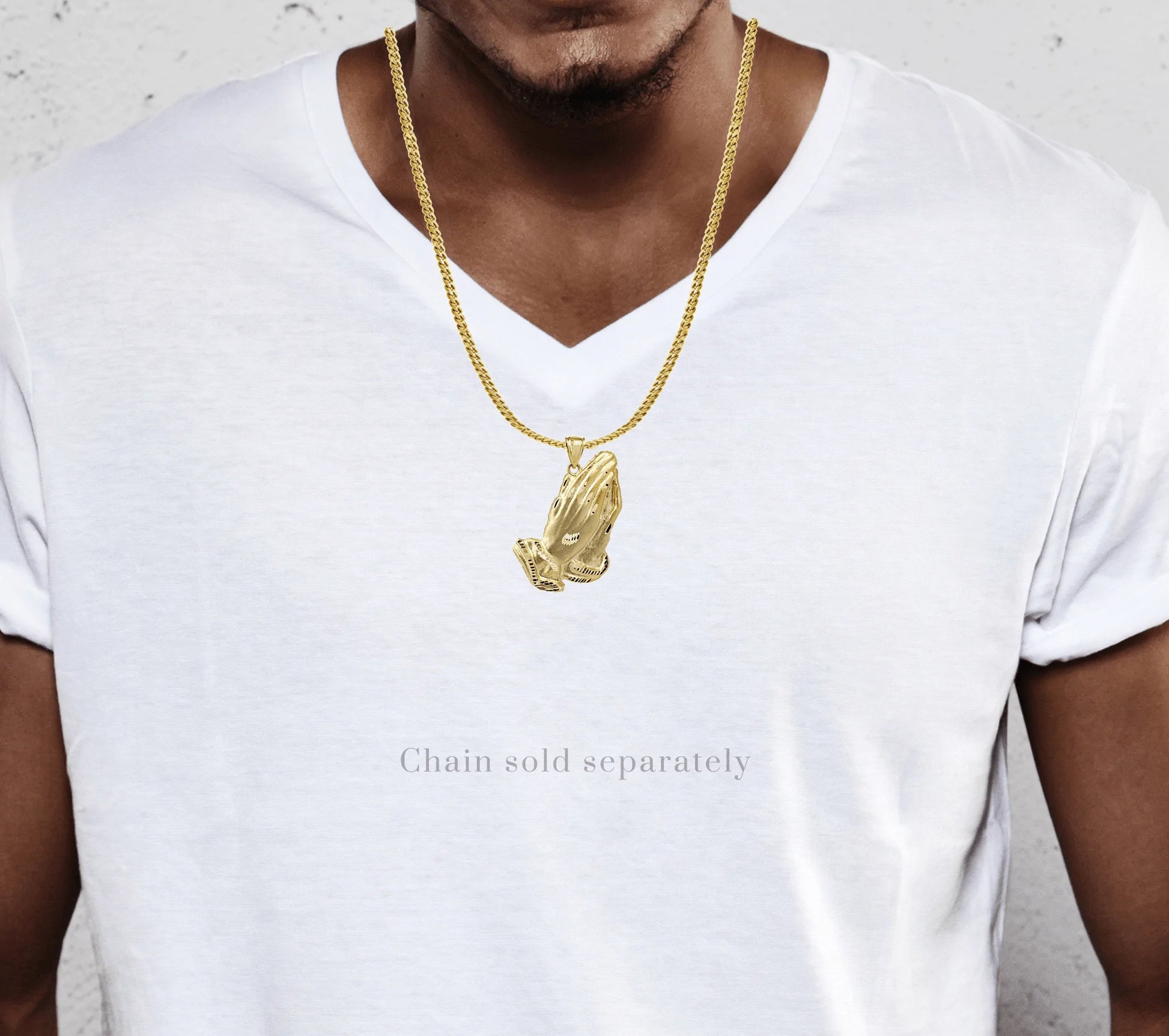 Medium Praying Hands 10K Yellow Gold Pendant. | 7.2 Grams