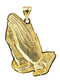 Medium Praying Hands 10K Yellow Gold Pendant. | 7.2 Grams