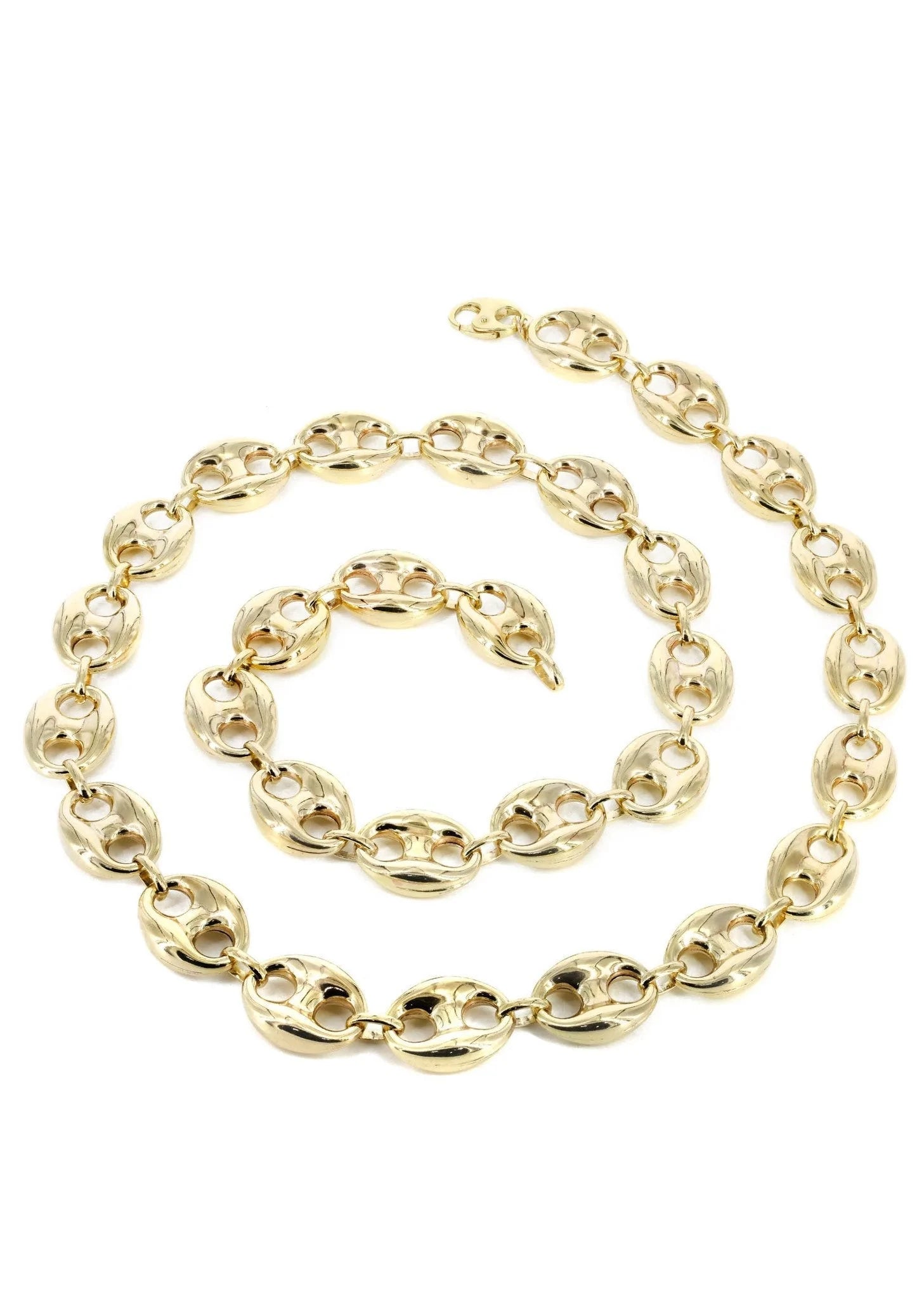 Gold Chain - Mens Hollow Puff Chain 14K Gold