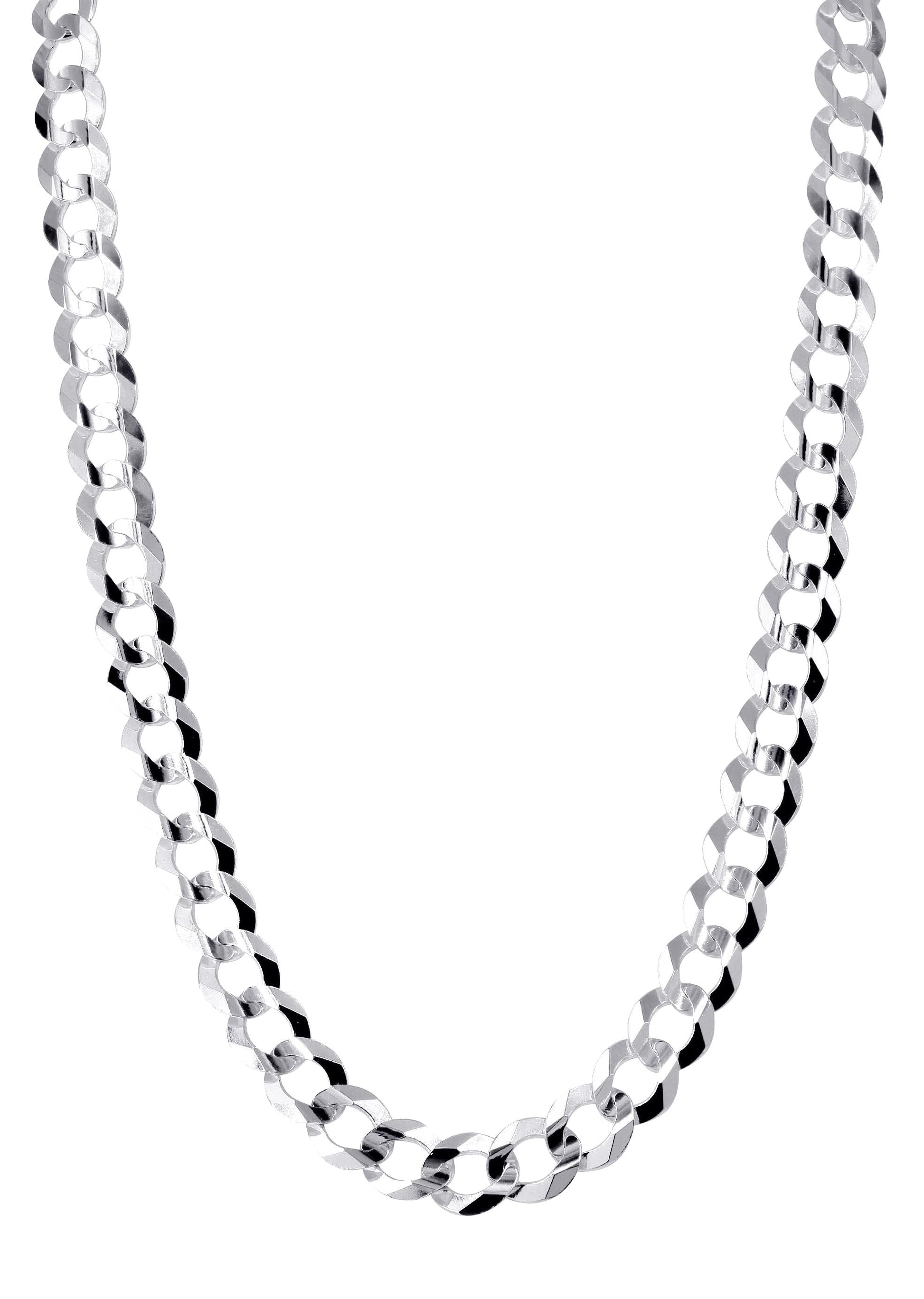10K White Gold Solid Cuban Link Chain, front view on white background
