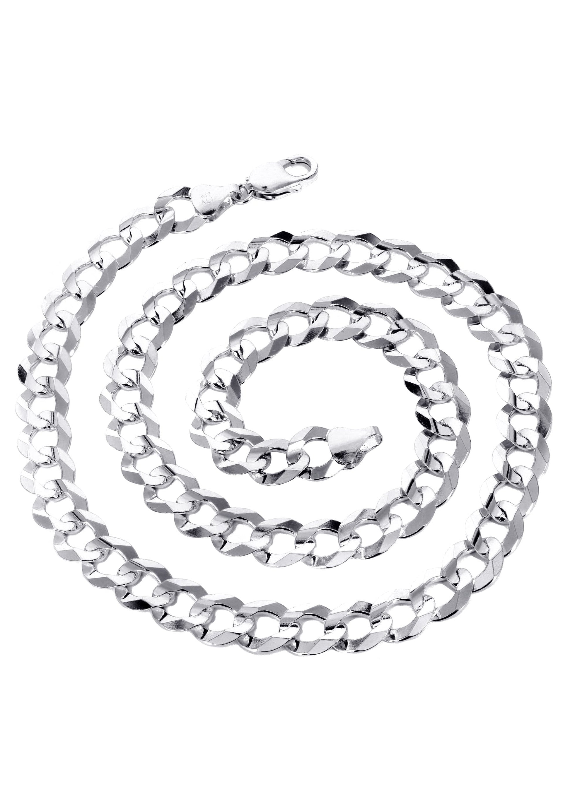 10K White Gold Solid Cuban Link Chain, full-length view