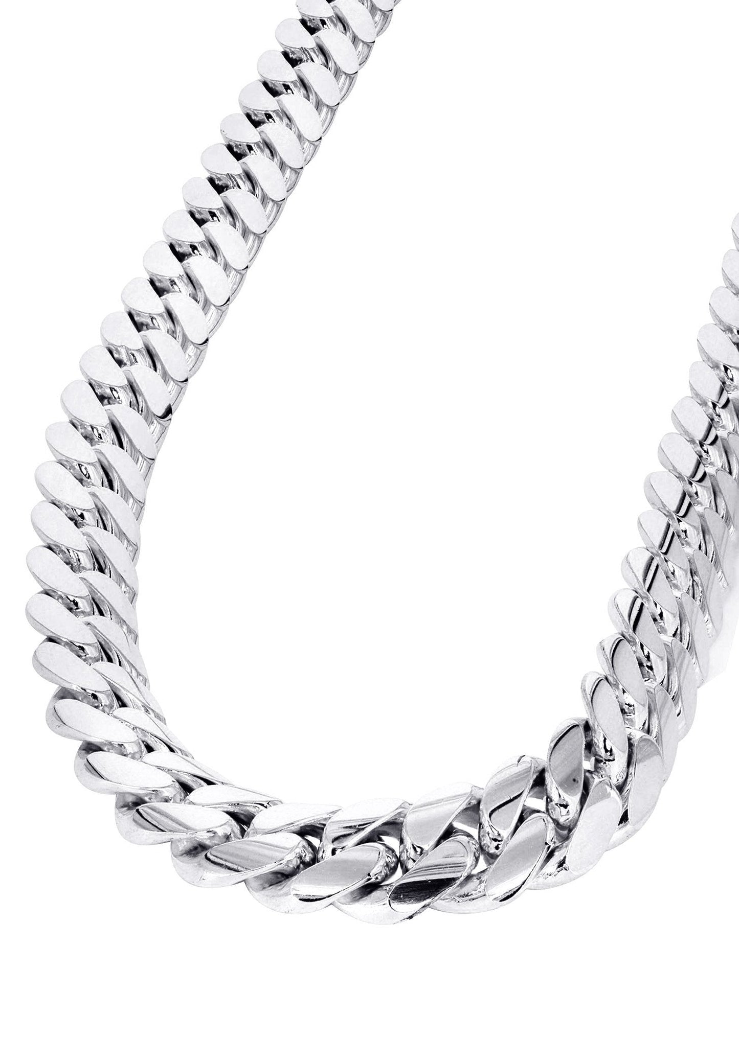 Mens White Gold Chain - Solid Miami Cuban Link 10K Gold