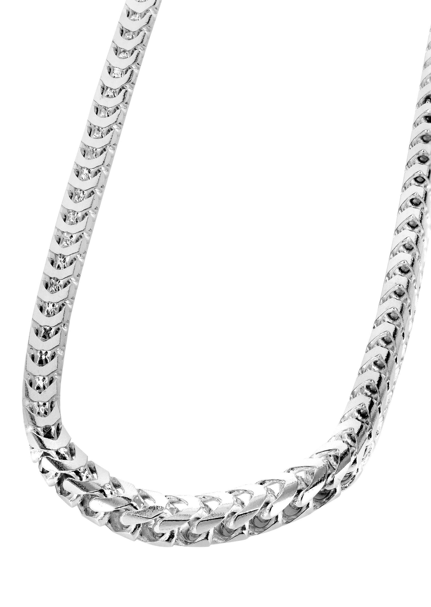 10K White Gold Solid Franco Chain, full-length view