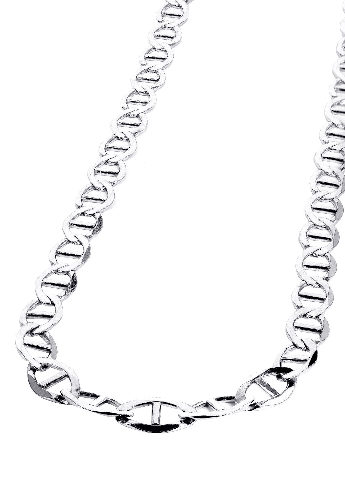 10K White Gold Solid Mariner Chain, full-length view