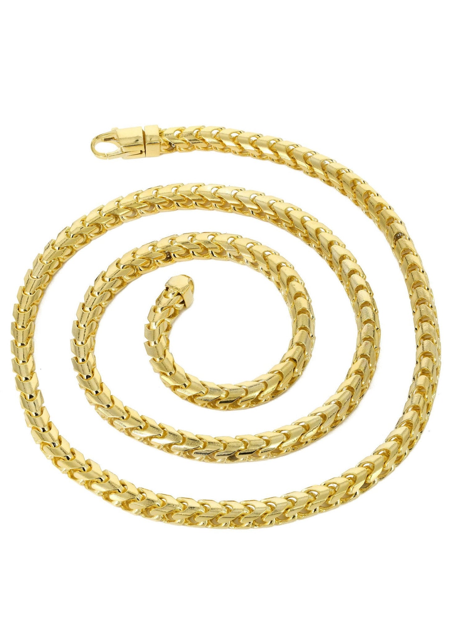 10K Yellow Gold Solid Franco Chain, close-up of the link detail